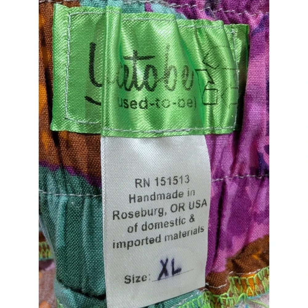 Uatobe Handmade Floral Patchwork Circle Skirt XL Pink Orange Green Upcycled USA